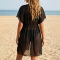thumbnail image 5 of MOJOGO Beach Cover Up for Women Lightweight Chiffon Coverups V Neck Coverup Dress Side Slit Summer Pool Outfit Black Free Size, 5 of 5