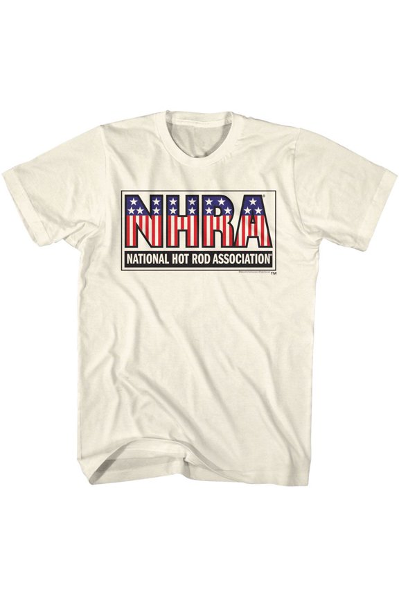 National Hot Rod Association NHRA Flag Logo Natural Adult T-Shirt