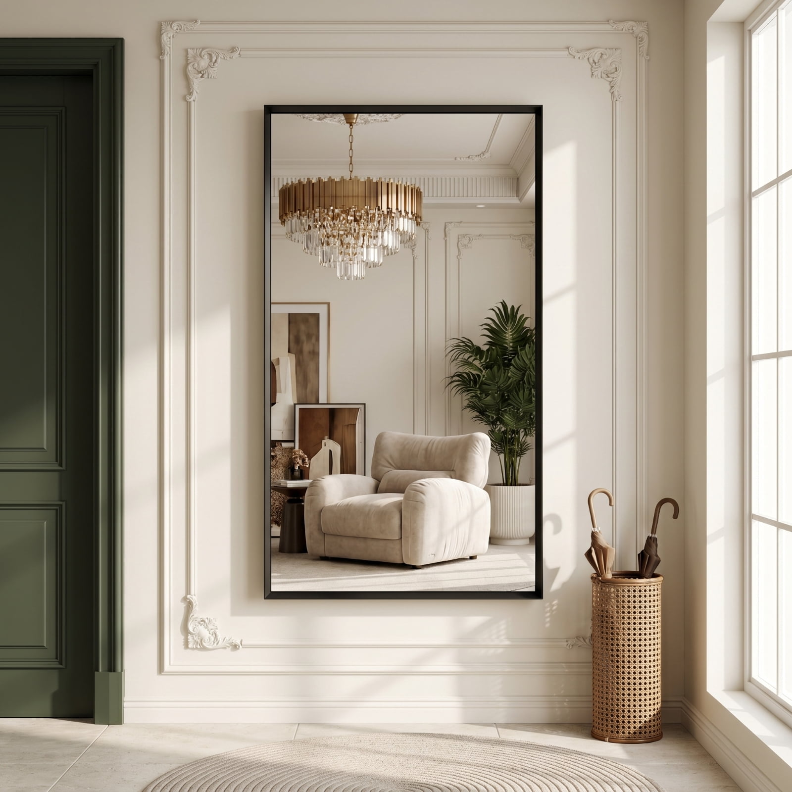 Gleamira 30"x55" Bathroom Wall Mounted Mirror Vanity Rectangular Mirror with Deep Frame, Black