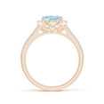 thumbnail image 2 of ANGARA Natural Oval 1.5 ct Aquamarine Split Shank Halo Ring with Diamonds in 14K Rose Gold for Women (Size-9x7mm) | March Birthstone, Anniversary, Jewelry Gift for Women | Natural Aquamarine Ring, 2 of 10