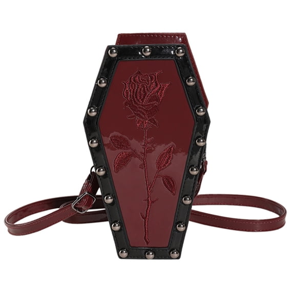 Moontgen Women Coffin Satchel Bag Cartoon Pu Leather Halloween Sling Purse (Style 1)