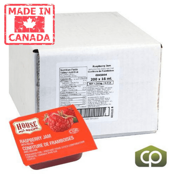 House Recipe CL Jam Raspberry Cup With Pectin 16ML (200/Case) - 0.54 oz (7.1 lbs)- Canadian Made