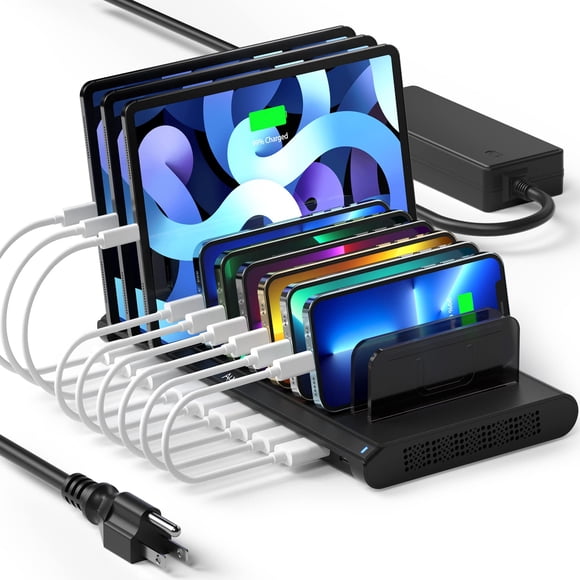 Estación de carga Alxum Fast 120 W, 10 puertos USB tipo C/2 QC 3.0