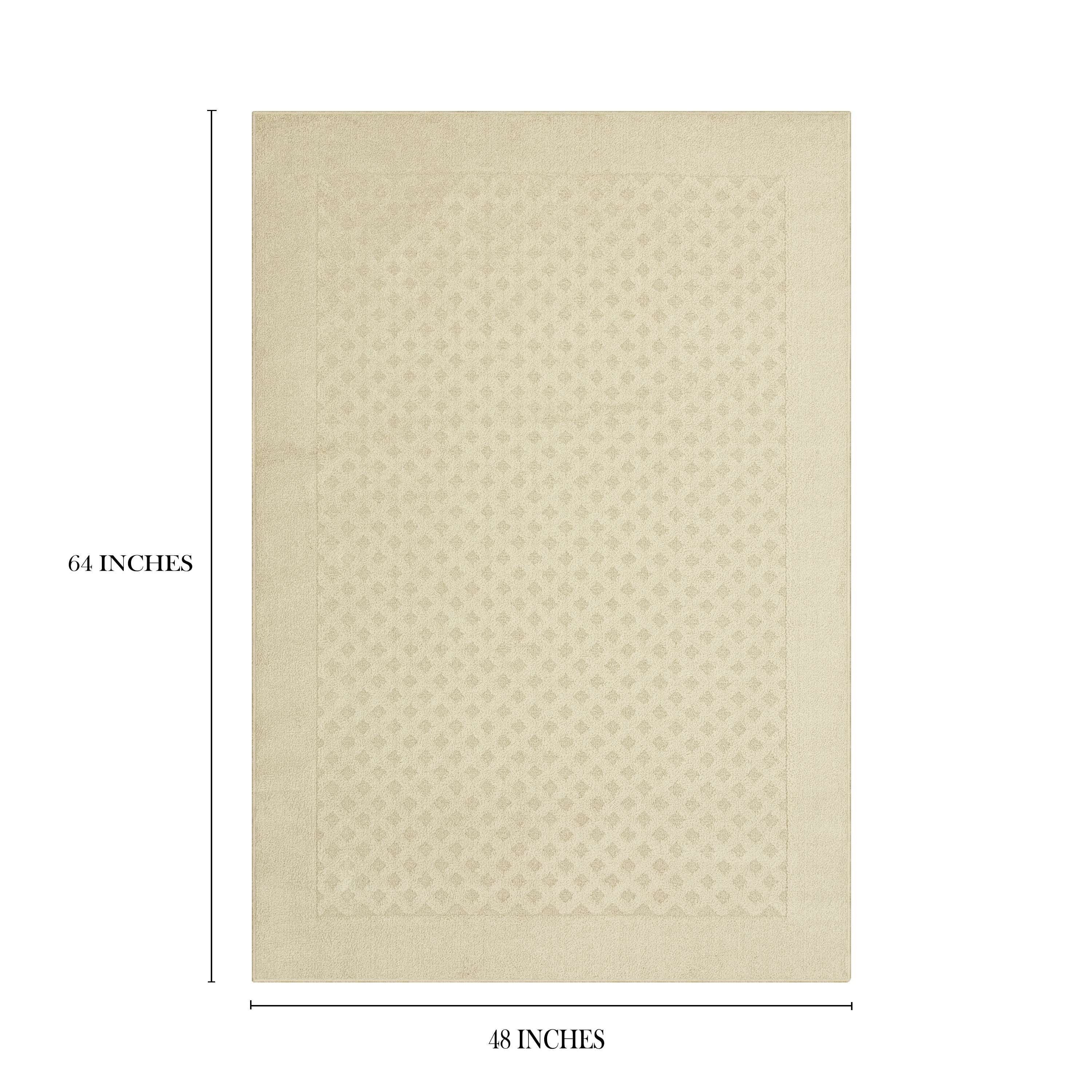 Mainstays Dylan Solid Diamond Olefin Beige Indoor Area Rug, 4'x5'4"