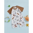 thumbnail image 5 of Toddler Baby Kids Boys Rash Guard Swimsuit Playsuits 6 12 24 Months 2T 3T 4T 5T Dinosaur Print Zipper Short Sleeve Sun Protection Bathing Suit, 5 of 9