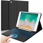 Detachable backlit keyboard case with trackpad & pencil holder for iPad Pro 12.9" 1st/2nd Gen 2015/2017, black