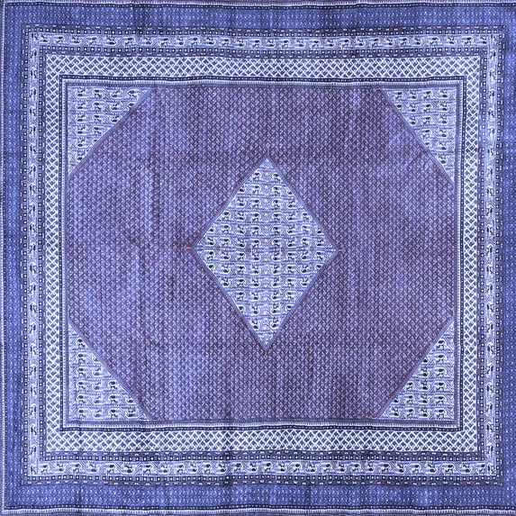 Ahgly Company Indoor Square Medallion Blue Traditional Area Rugs, 4' Square