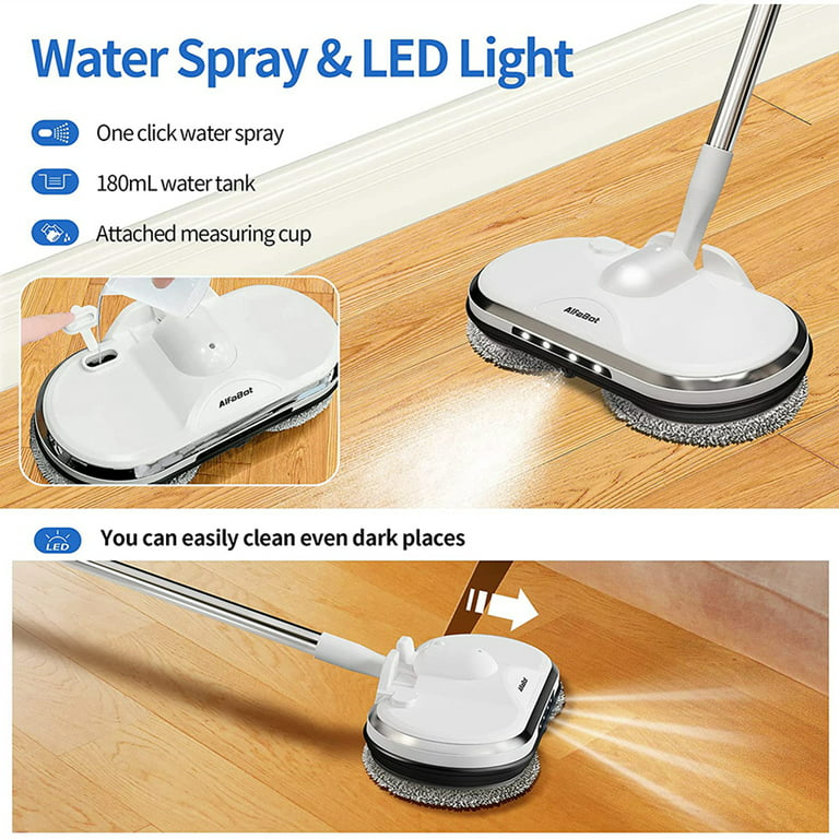 Buy Homesmart White and Gray Cordless Electric Spin Mop with 280ml Water  Tank and Built-in 4 LED Light at ShopLC.