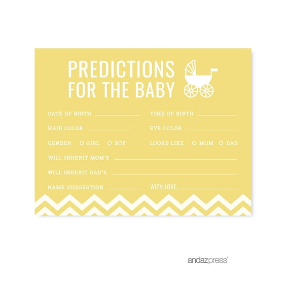 Predictions For Baby Yellow Chevron Baby Shower Games, 20-Pack