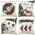 thumbnail image 5 of Funda de cojín navideña de lino 2024, Papá Noel, muñeco de nieve, alce, decoración navideña para el hogar, funda de almohada para sofá, adornos navideños Noel, 5 of 5