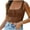 Brown, variant on Women Tank Top Sleeveless Basic Fitted Crop Top Buttons Shirts Summer Slim Tee Top