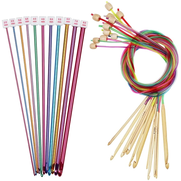 Juego de ganchillos tunecinos Coopay, 23 unidades, con cable y cordón