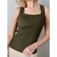 thumbnail image 6 of Ribbed Tank Tops for Women 2024 Summer Knit Square Neck Sleeveless Shirts Summer Casual Slim Fitted Basic Tanks, 6 of 8