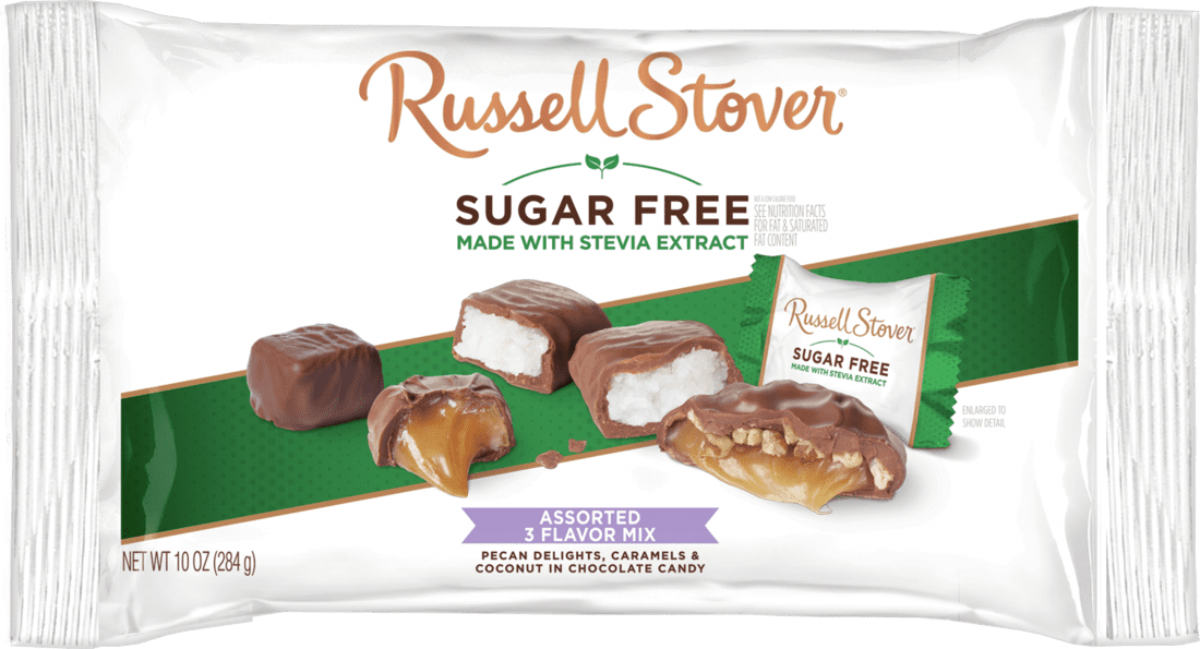 Russell Stover Sugar-Free Pecan Delights, Coconut, & Caramel Variety Candy Pack, 10 oz