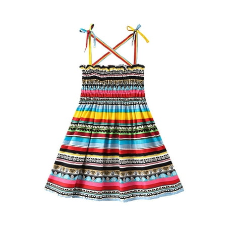

wybzd Toddler Baby Girls Floral Printed Halter Sleeveless Elastic Summer Beach Sundress Sling Dresses Black 3-4 Years