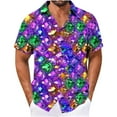 thumbnail image 2 of Handshe Men's Button-Down Shirt with Carnival Print, Casual Comfort for Party and Everyday Use, 2 of 6