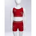 thumbnail image 3 of Nyeemya Kids Girls 2 Piece Dance Outfits Sleeveless Sparkle Rhinestones Gymnastics Sports Crop Tops with Shorts Burgundy 14, 3 of 7