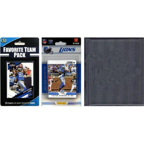 NFL Detroit Lions Licensed 2012 Score Team Set and Favorite Player Trading Card Pack Plus Storage Album
