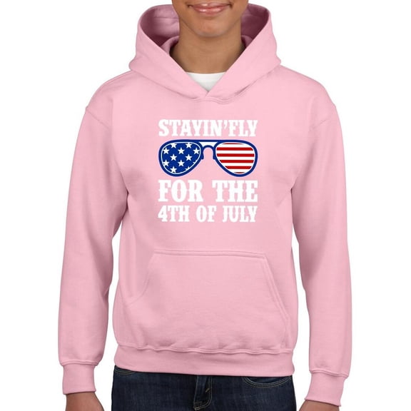 Stayin' Fly 4Th July Glasses Hoodie Juniors -Image by Shutterstock, Large