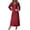 Dark Red, variant on Women's Full Size V Neck Long Sleeve Midi Dress 95% Polyester 5% Spandex Not Lined Classic Everyday Easy Care Wear