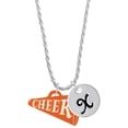 thumbnail image 1 of Delight Jewelry Acrylic 1.25" Orange Cheer Megaphone Silvertone Script Initial Disc - X - Charm Necklace, 20"+3", 1 of 1
