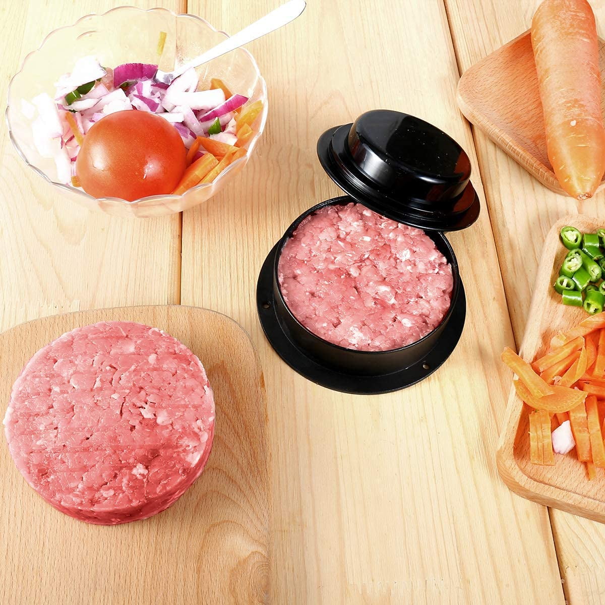 wuzhanbo Stuffed Burger Press,3 in 1 Hamburger Patty Maker,Non Stick Burger Patties Cookery Mold to Make Stuffed Burger, Sliders Burger, Beef Burger,with 100