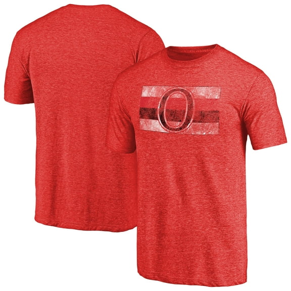 Men's Red Ottawa Senators Throwback Vintage Logo Tri-Blend T-Shirt