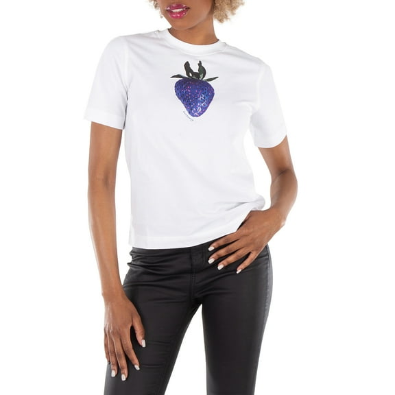 Burberry Strawberry Print Crewneck Cotton T-Shirt, Size Medium