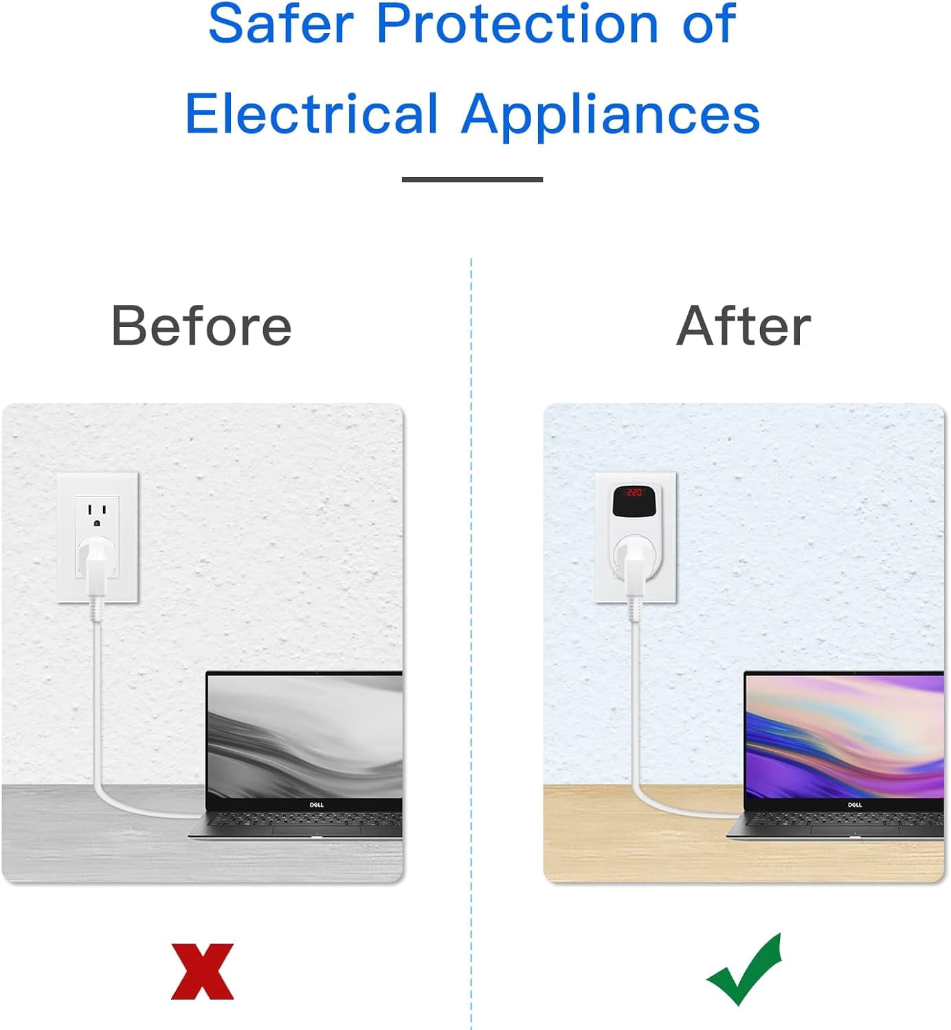 BSEED Surge Protector, Power Surge Protector Outlet, Voltage Regulator, Heavy Duty Whole House Wall Surge Protector for Home, Office, Travel, LED Indicator Light, Single Outlet, 220V, 15A, 1 Pack