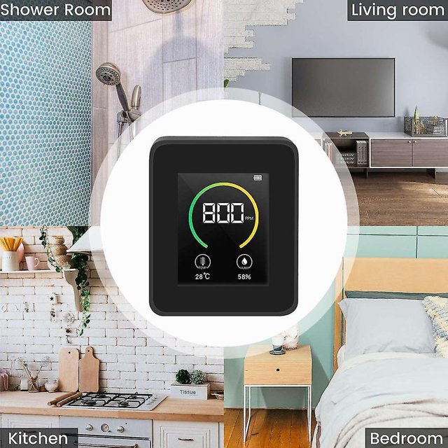 Medidor de temperatura y humedad, monitor de calidad del aire, detector de Co2,