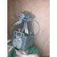 thumbnail image 3 of Charmed Mesh String Basket organza bag pouch baby shower favors; 2.5"; 12 pieces; Blue Basket with Blue Romper, 3 of 5
