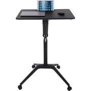 ApexDesk 28 Metal and Wood Mobile Pneumatic Laptop Rolling Desk in Black