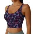 thumbnail image 2 of Bixox Women's Purple Butterfly Pattern Fitness Navel Tank Top U-Back Yoga Tank Top Sweatshirt Sports Bra, 2 of 7