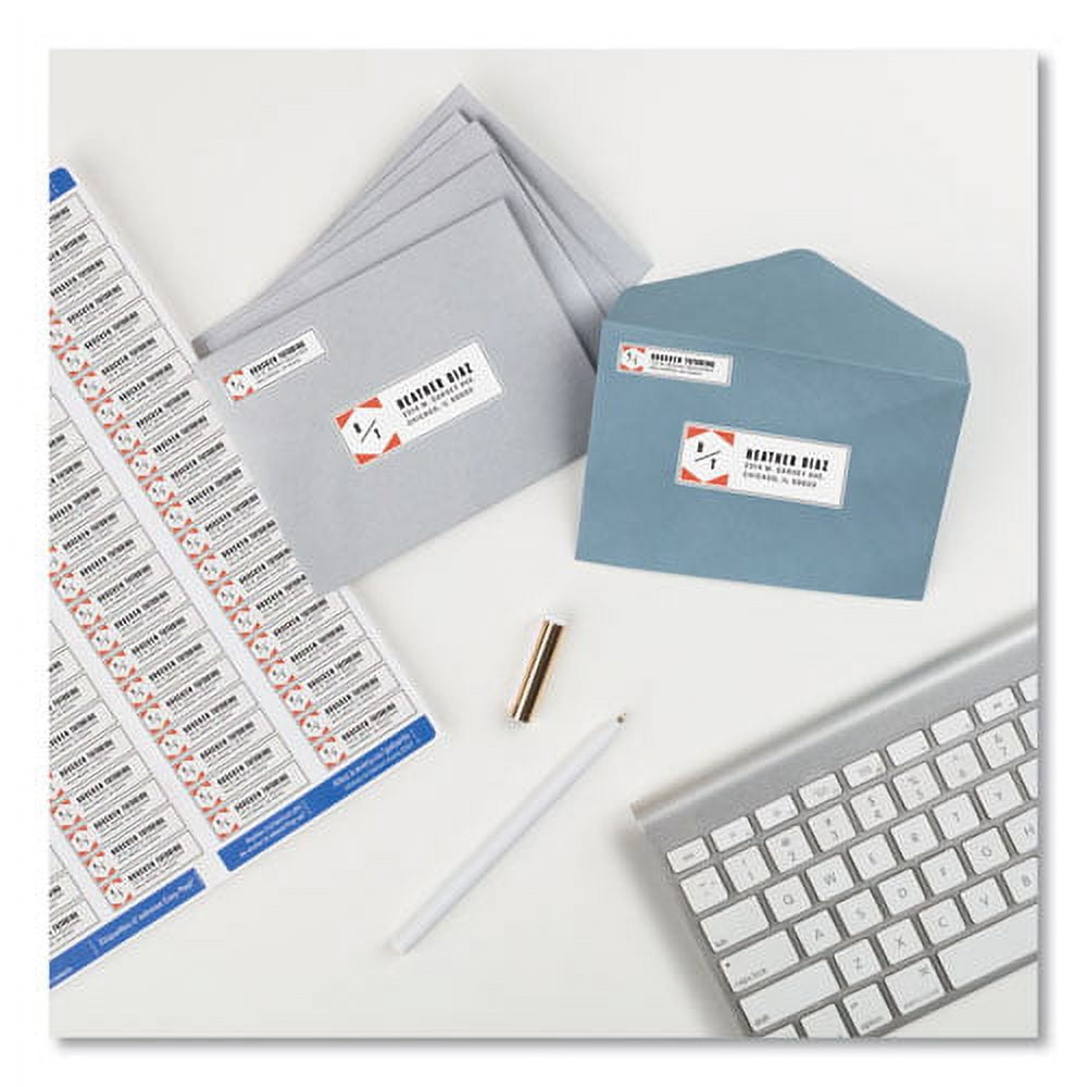 Easy Peel White Address Labels W/ Sure Feed Technology, Inkjet Printers, 0.5 X 1.75, White, 80/sheet, 25 Sheets/pack | Bundle of 5 Packs