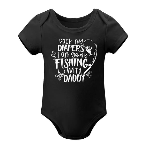 Pack My Diapers I'm Going Fishing with Daddy - Funny Baby Boy Bodysuit, Infant One-Piece for Outdoor Family Days Black-style 9months
