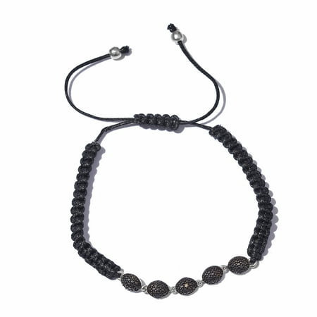 - 925 Sterling Silver Platinum Plated Round Diamond Bracelet Gift for Women (Blue/Black/Champagne)