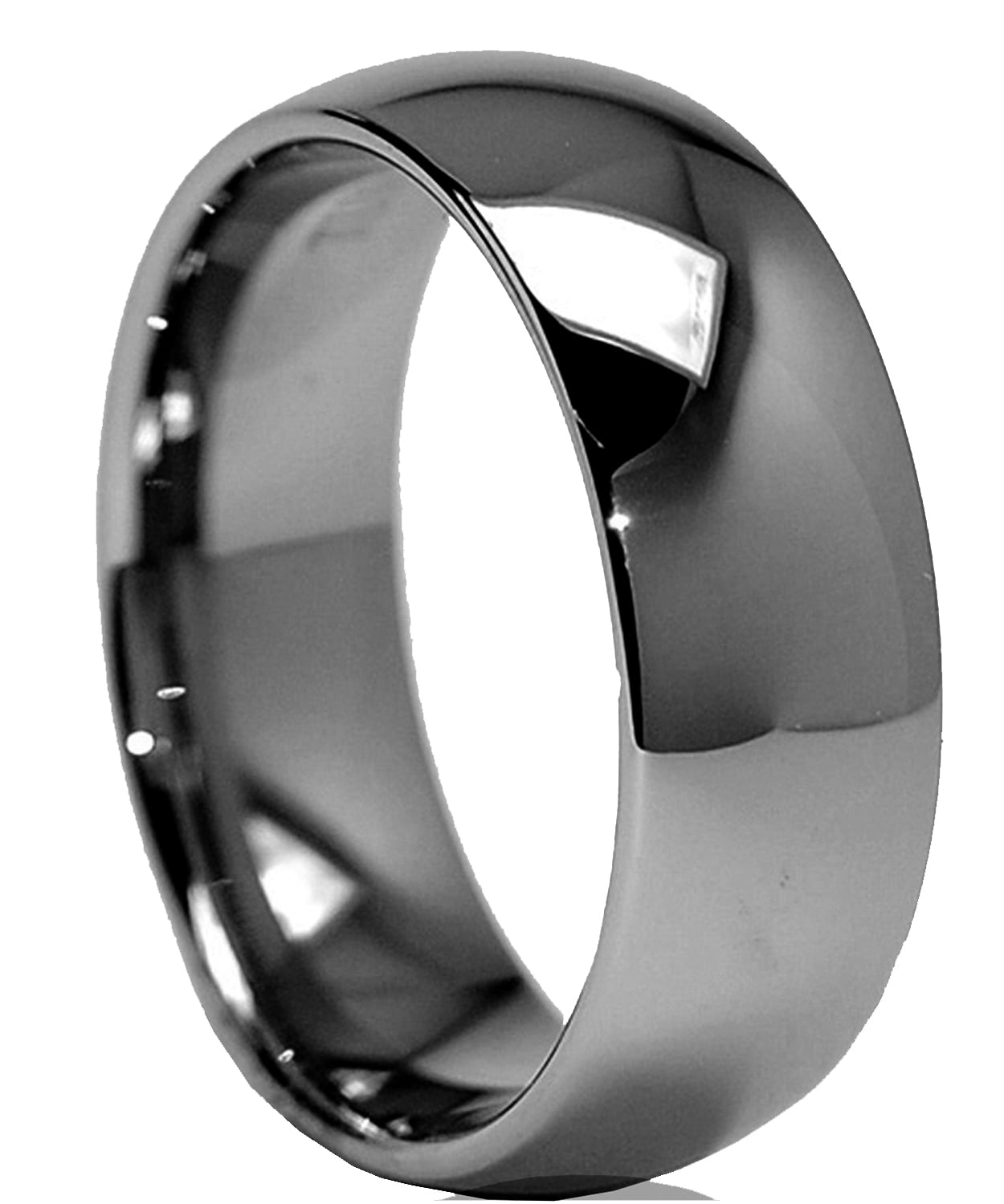 Tungsten Carbide Men’s Ring Wedding Band 8MM Domed Black Enamel Plated Polish 