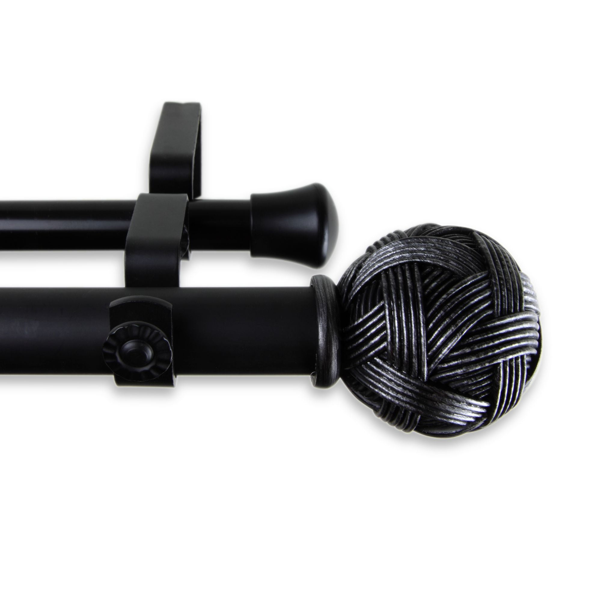 245" Black Solid Contemporary Double Curtain Rod