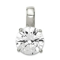 925 Sterling Silver Solid Round Cubic Zirconia Pendant Necklace 21x12mm Wide Pendant for Women