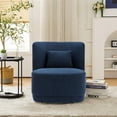thumbnail image 2 of Swivel Accent Chair, Modern Teddy Fabric Upholstered 360° Swivel Barrel Chair Leisure Chair, Comfy Single Sofa Chair with Pillow, Reading Chair for Living Room Bedroom Office Lounge, Blue, 2 of 9