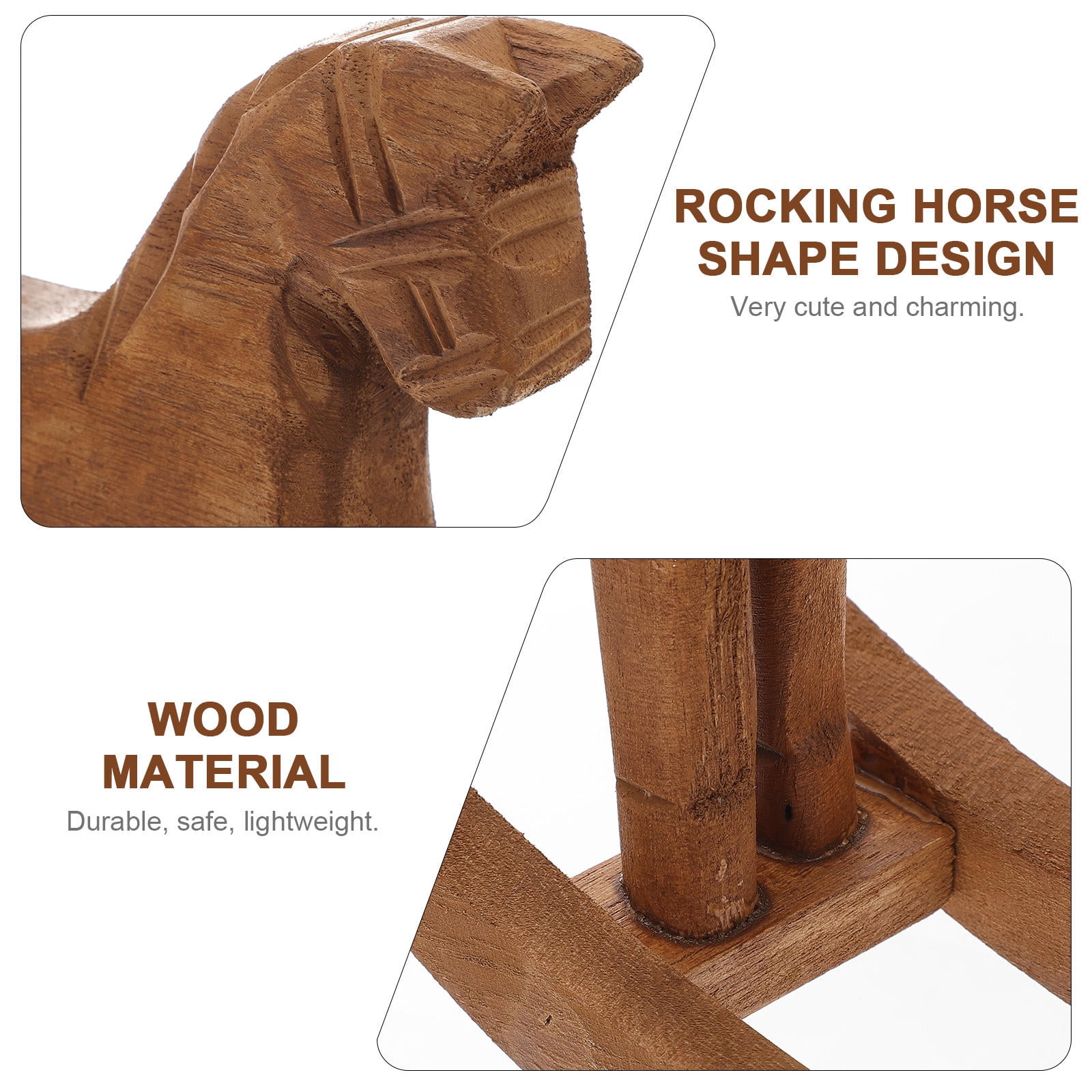 CRILSTYLEO 2-Pack Wood Horse Figurines for Tabletop Decor, Desk Accessories, Small Decorative Desk Sculptures