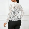 thumbnail image 7 of VSSSJ Women's Floral Lace Cardigan Long Sleeve Open Front Slim Fit Elegant Cardigan Tops Blouse White XXL, 7 of 7