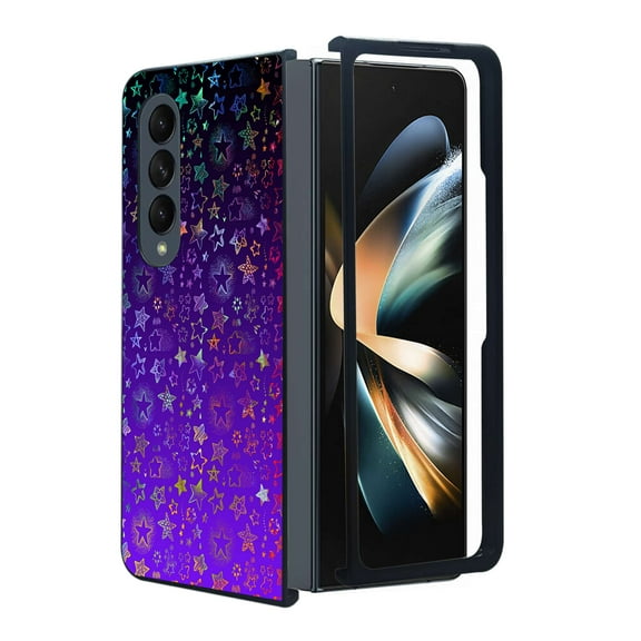 ANJ  Protective Snap-On Design Printed Case Compatible with Samsung Galaxy Z Fold 4 - Purple Stars