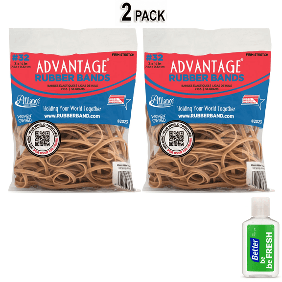 Alliance Advantage Rubber Bands 2632A, Size 32 (3" x 1/8"), 2 oz Bag of Approx. 88 Bands, Natural