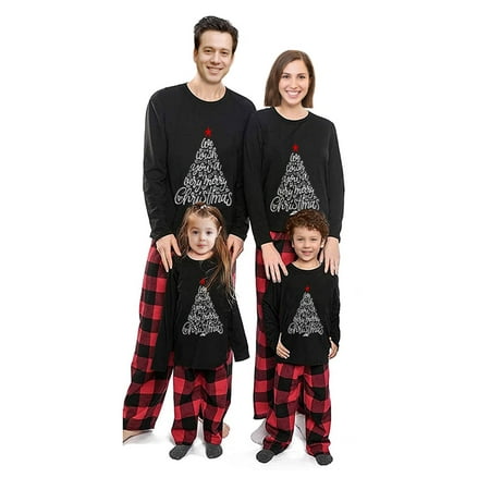 

JYYYBF Christmas Pajamas for Family Cute Christmas Tree Elk Sleepwear Holiday PJS Sleepwear for Couples Kids Baby Black