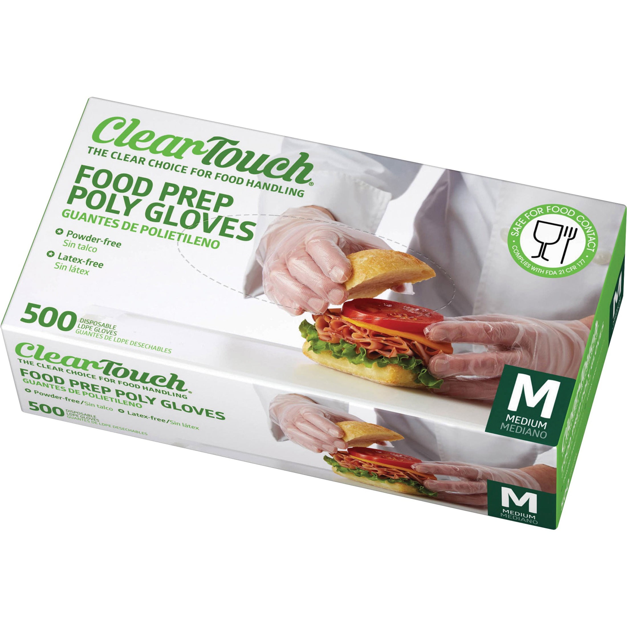 Food Prep Poly Gloves Power free Latex-Free 1 box total 500 gloves Clear Touch 