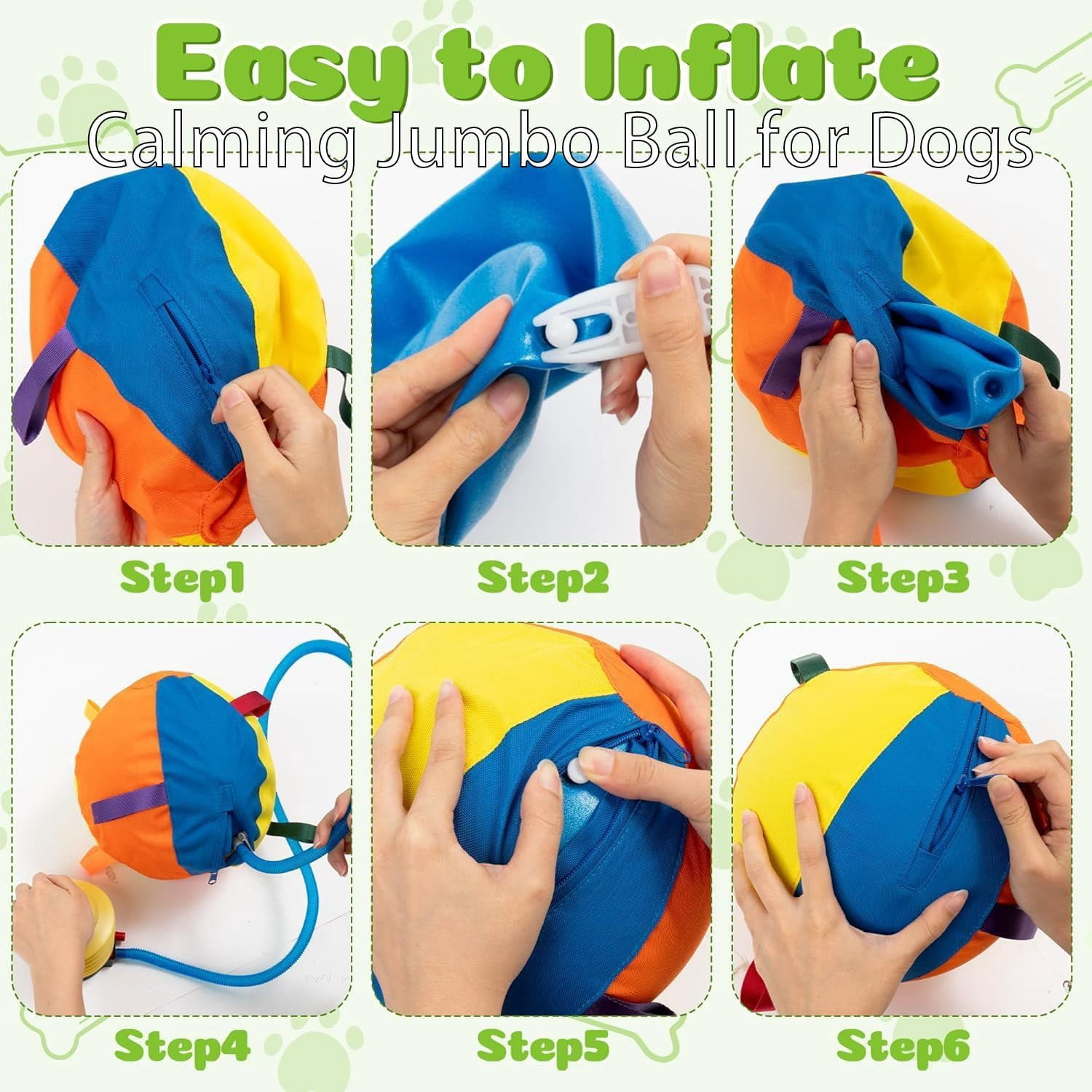 Double-Layer Tear Resistant Herding Ball for Dogs, Inflatable Calming Jumbo Dog Toy with Cover and Pump for Outdoor Exercise (1 Piece Blue)