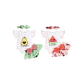 thumbnail image 4 of Musos Baby Girl Summer Outfits Letter Fruits Print Rompers Watermelon/Avocado Print Shorts Headband 3Pcs Clothes Set, 4 of 10