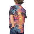 thumbnail image 4 of Binienty Tropical Palm Tree Sunset Girls Summer Button Down Shirt Breathable Girls Button Up Blouse Comfy Trendy Cuban Collar Top Lightweight Kids Tropical Clothes, 4 of 7