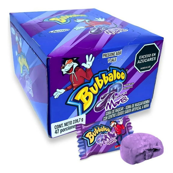 Bubbaloo Mora Bubble Gum – 47 Count Pack – Juicy Grape-Flavored Gum with Liquid Center – Imported from Colombia